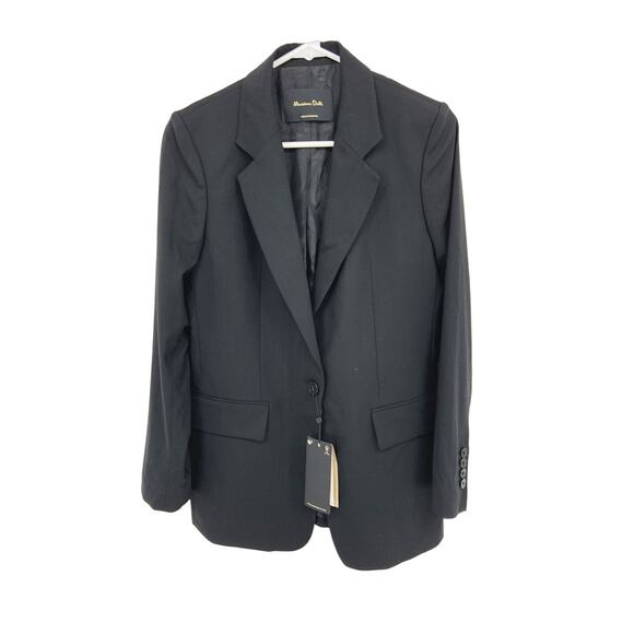 Massimo Dutti Black Coat Blazer with Pockets Size 4 NWT - Picture 2 of 11